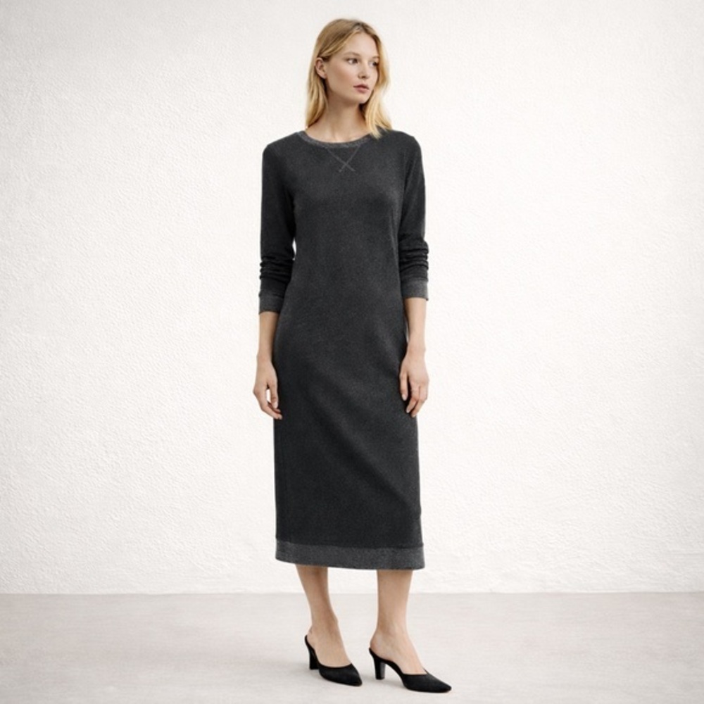 ATM charcoal grey midi sweater dress